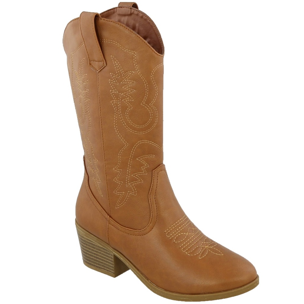 New Tan Cowboy Mid Calf Western Boots
